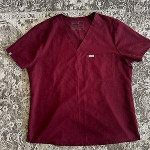 🩺Figs🩺 Women's Burgundy Scrub Set Size XL & XL Catarina Top & Zamora Pants